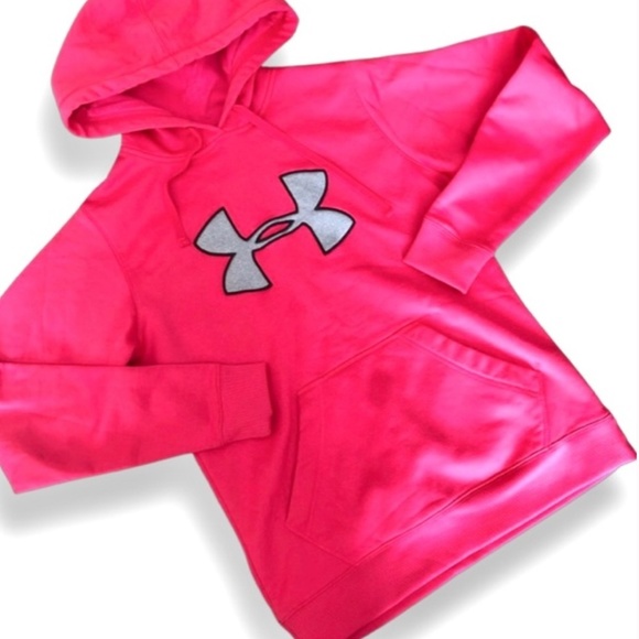 Under Armour fleece Storm pink hoodie Big Logo SZ Large - Picture 5 of 5